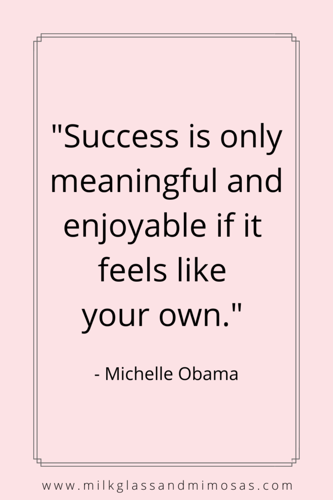 Michelle Obama quote on pink background